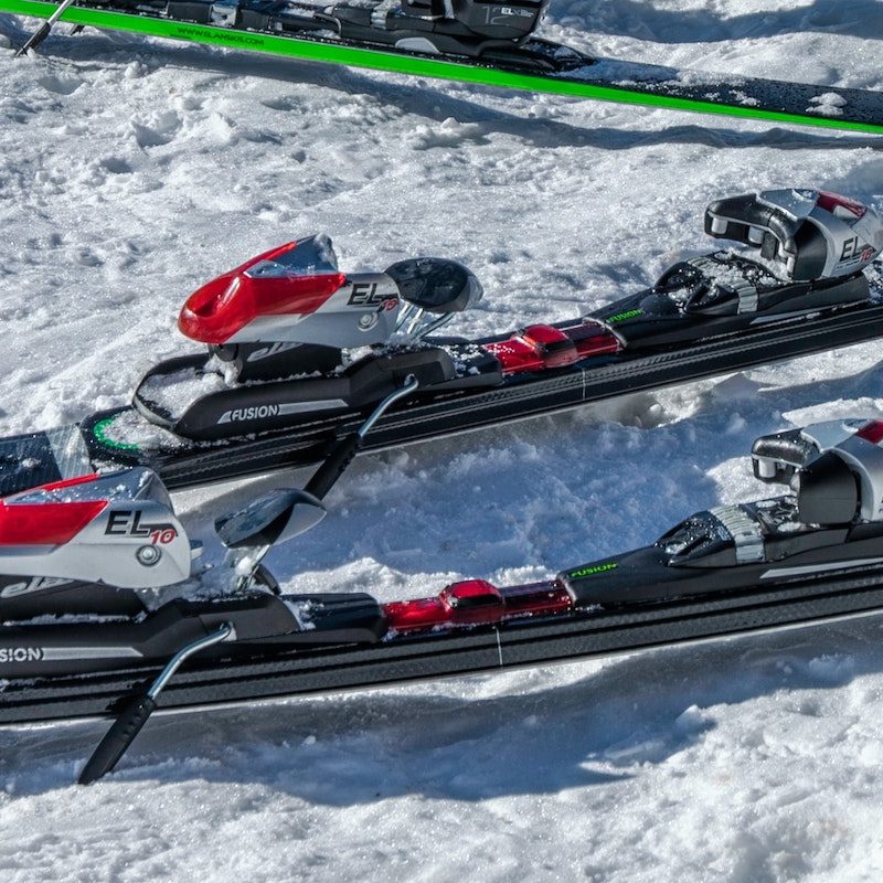 Ski bindings are adjusted to boots