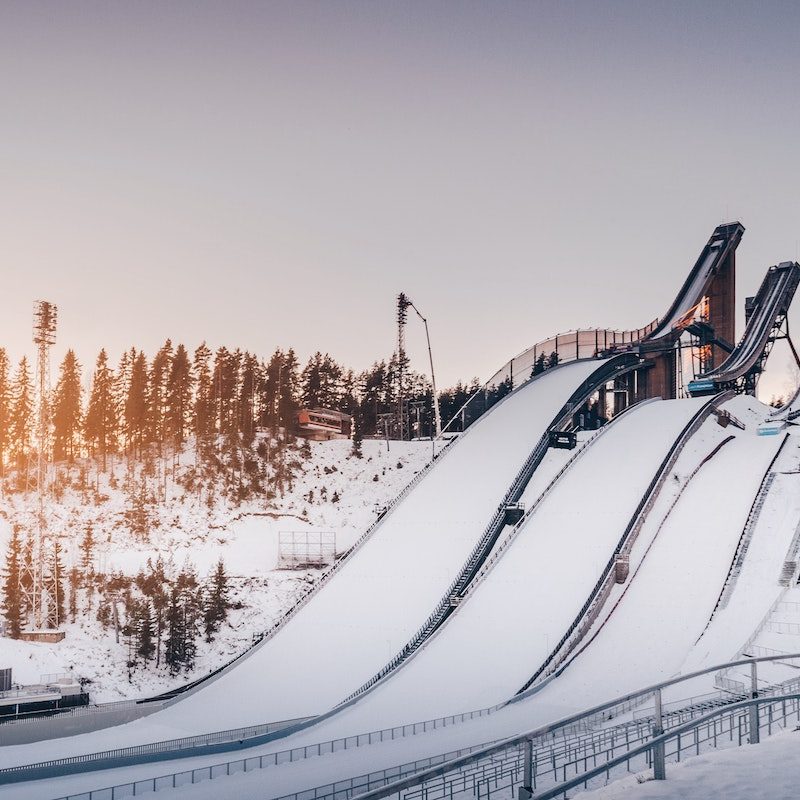 Ski jump run course.