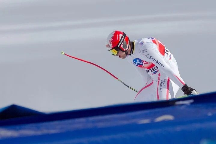 Ski racer at the Olympics.
