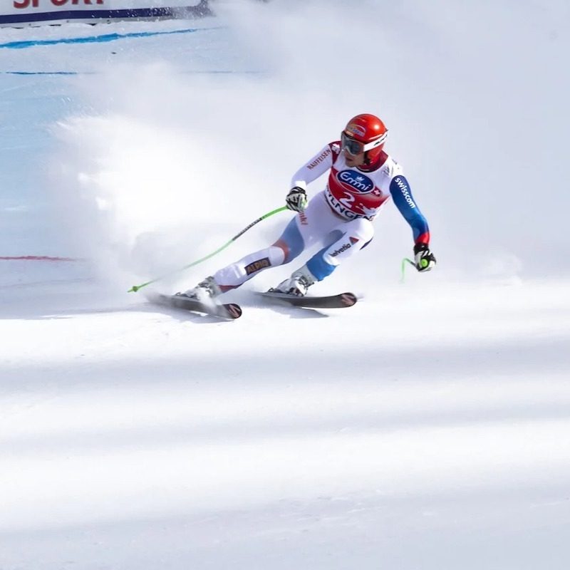 Slalom skiier at the olympics.