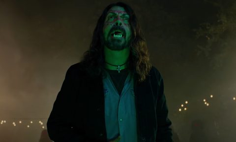 A possessed Dave Grohl apparently has a taste for blood in 'Studio 666.'