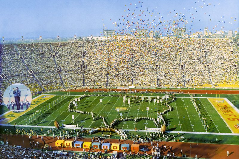 The first Super Bowl at Los Angeles Memorial Coliseum in 1967.