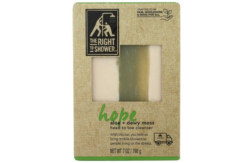 The packaging of The Right to Shower Hope Shampoo Bar on white background.