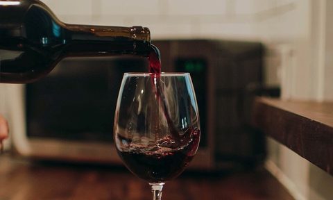 Glass of vegan red wine.