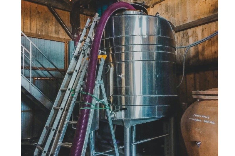 Wine vat fermenting.