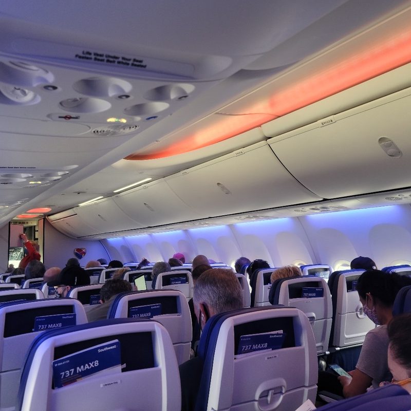 A look inside a Southwest Airlines airplane.
