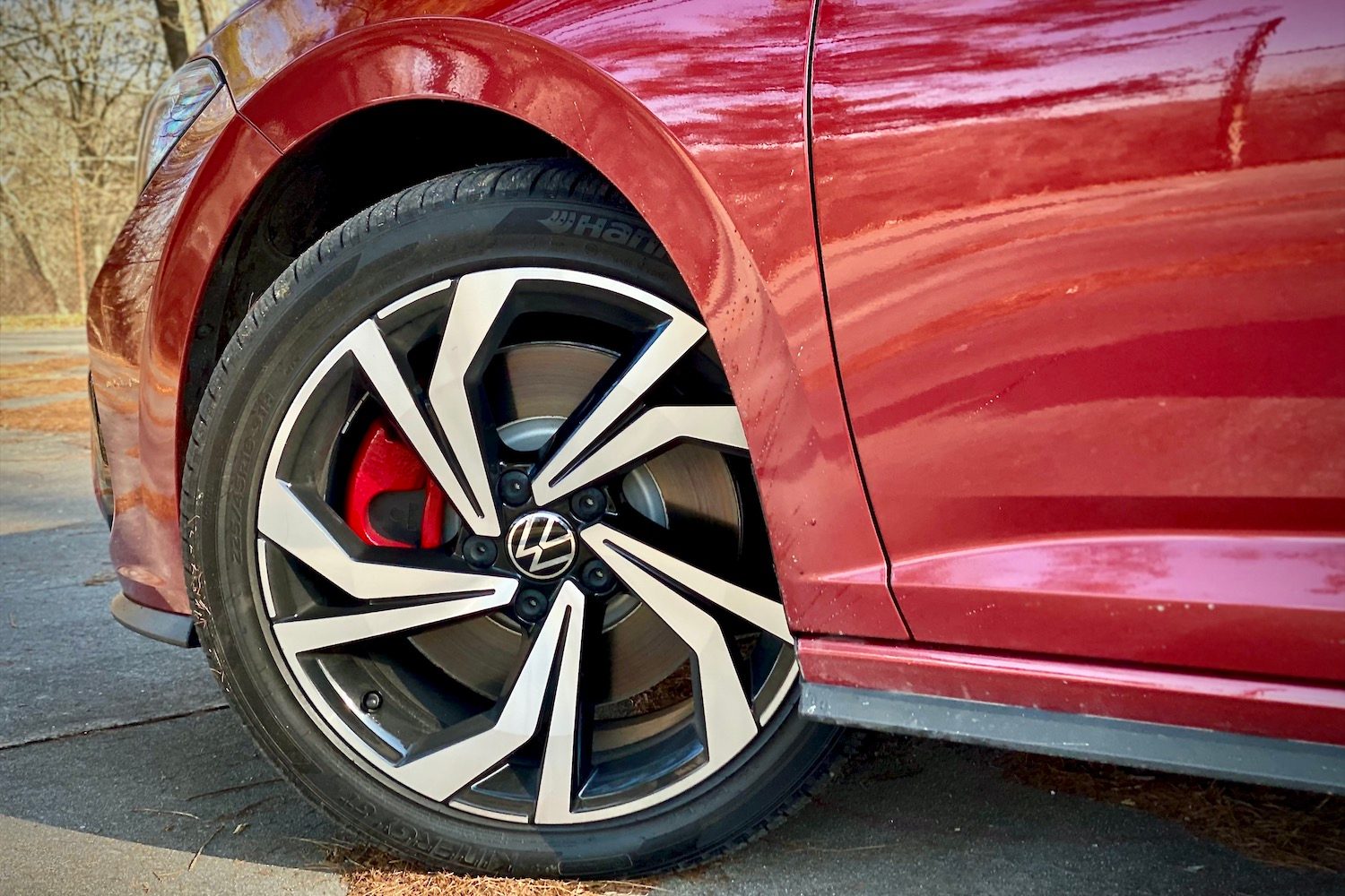 2022 Volkswagen Jetta GLI close up of front wheel.