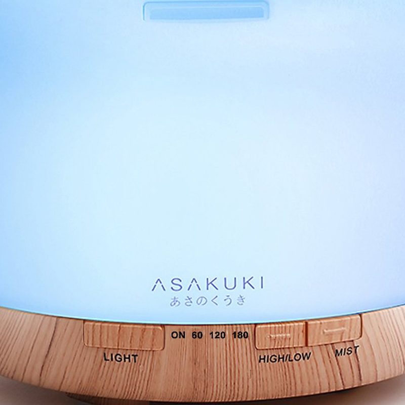 A close-up of an Asakuki essential oil diffuser.