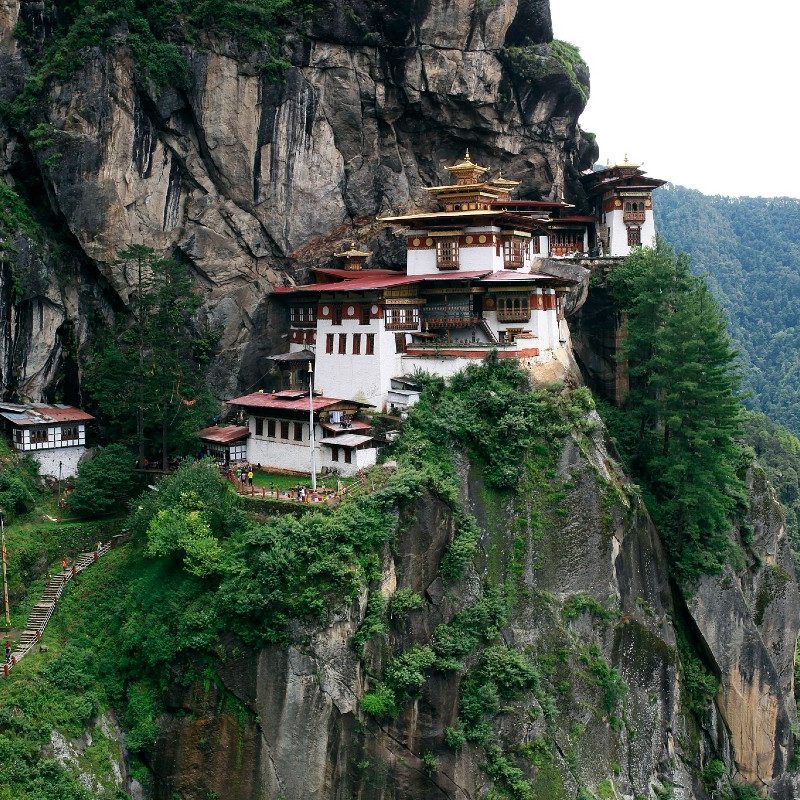 A Bhutan monastery set in the mountains
