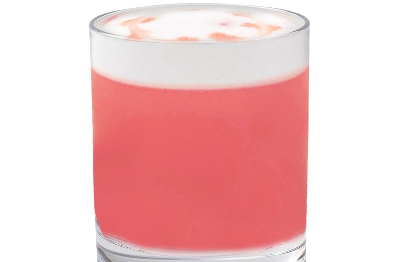 Casa Rica Pink tequila in a cup on a white background.