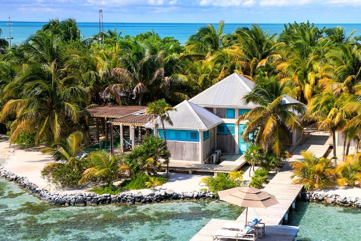 A view of a villa at the Cayo Espanto Resort.