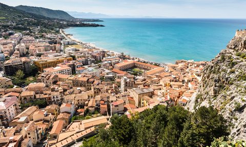 Aerial shot of Cefalù, Sicily