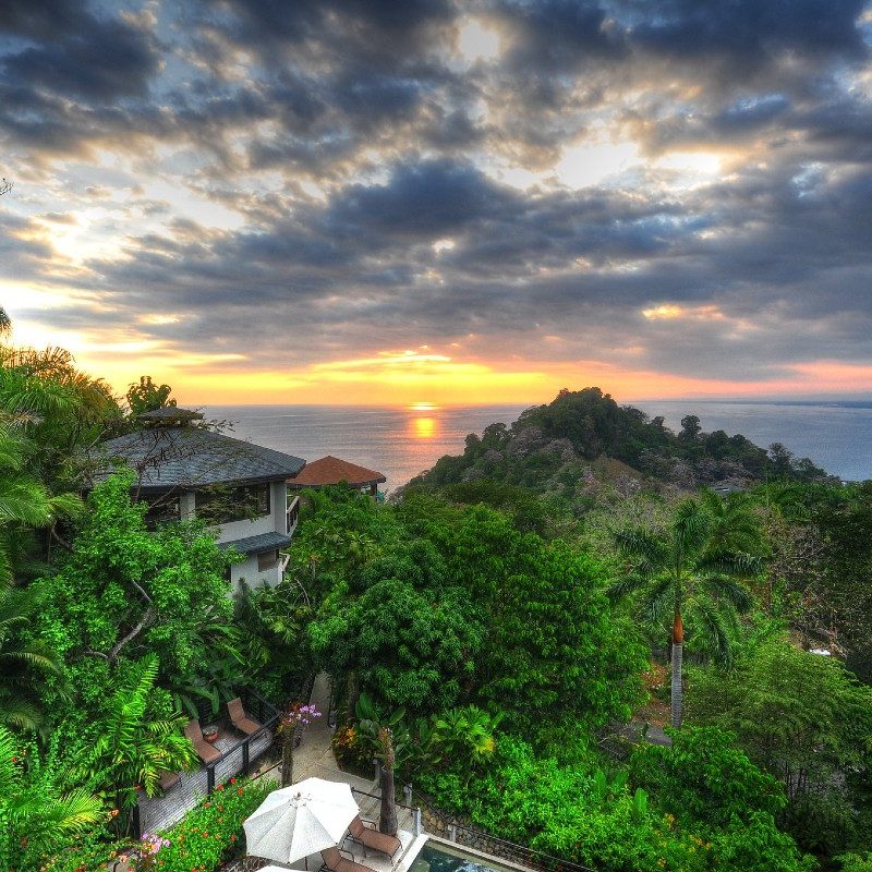 Costa Rican sunset over the Caribbean Sea