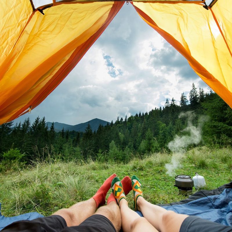 A couple camping.