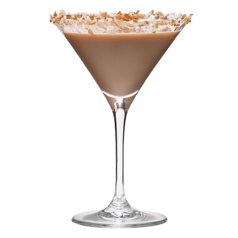 D'usse media noche espresso martini with garnish on the rim.