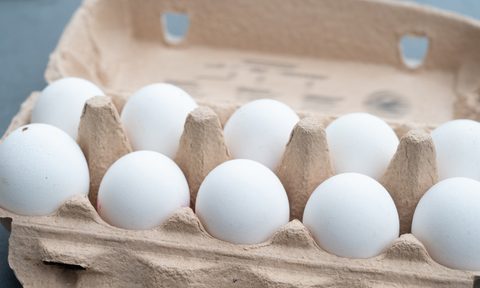 White eggs in an egg carton