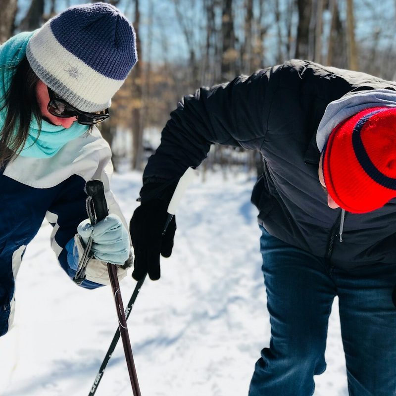 Cross country skiing in the winter