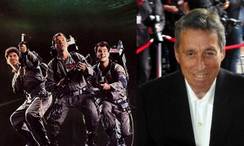 Ghostbusters 1984 theatrical poster and director Ivan Reitman at the premiere of Labor Day, Toronto Film Festival 2013.