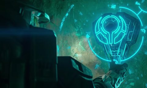 A Halo soldier finds one of the mysterious 'objects' sought after by the alien Covenant in 'Halo' the series.