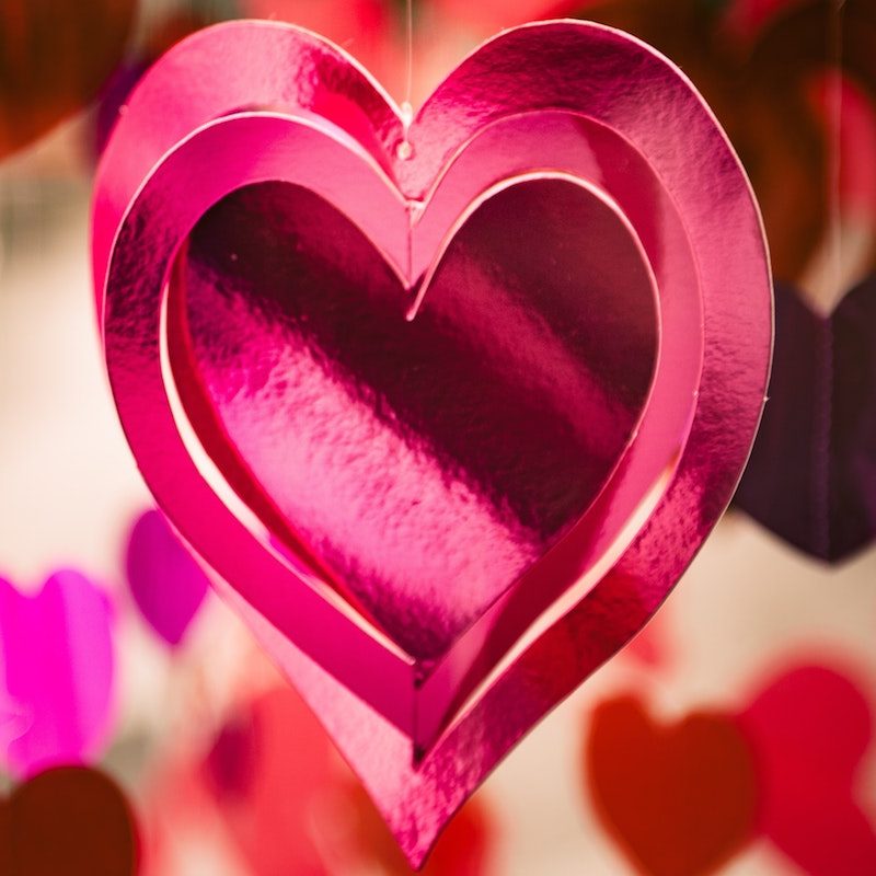 Valentine's Day heart decorations.