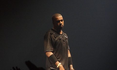 Kanye West on the 'Watch The Throne Tour' with Jay-Z at Gelredome Arnhem, Netherlands.
