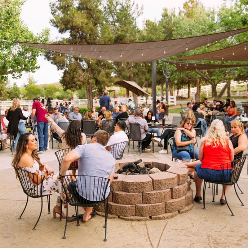 Guests dining at Longshadow Ranch.