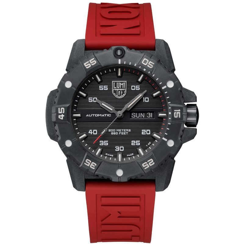 This Luminox tactical timepiece features a bright red band, perfect for Valentine's Day.