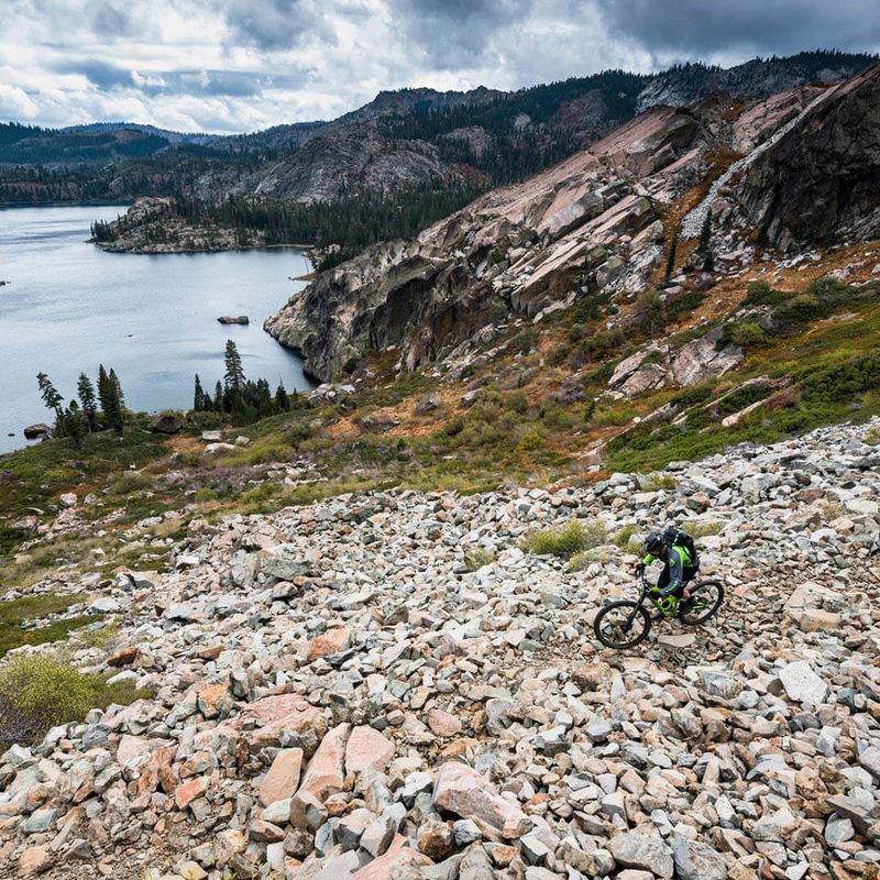 Mountain bikers riding the trails along California's future Lost Sierra Route.