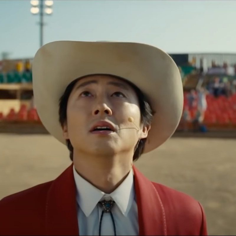 Neither Steven Yeun nor the audience know what they're looking up at in Jordan Peele's 'Nope' preview.
