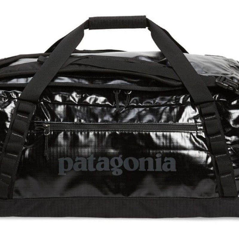 Patagonia Black Hole Water Repellent 55-Liter Duffle Bag on white background.