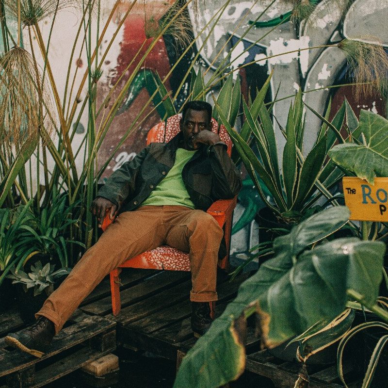 Ron Finley in the 'Gangsta Garden' sporting his new Taylor Stitch line.