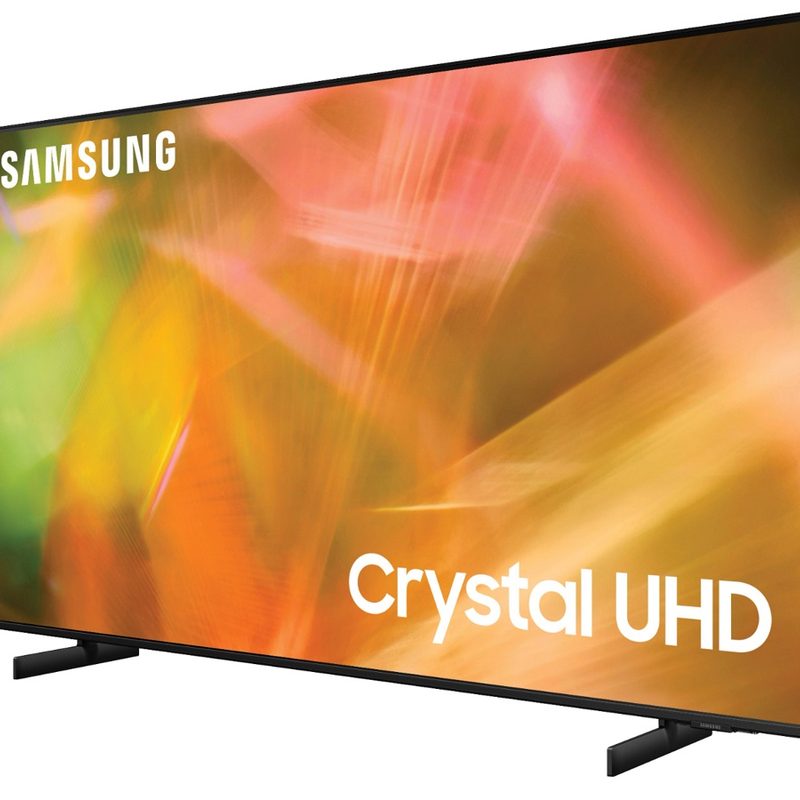 The Samsung 8000 Series 4K TV with a colorful image on the display.