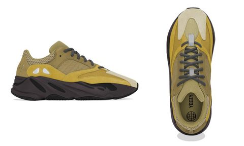 The side and top view of the Yeezy Boost 700 "Sulfur Yellow."