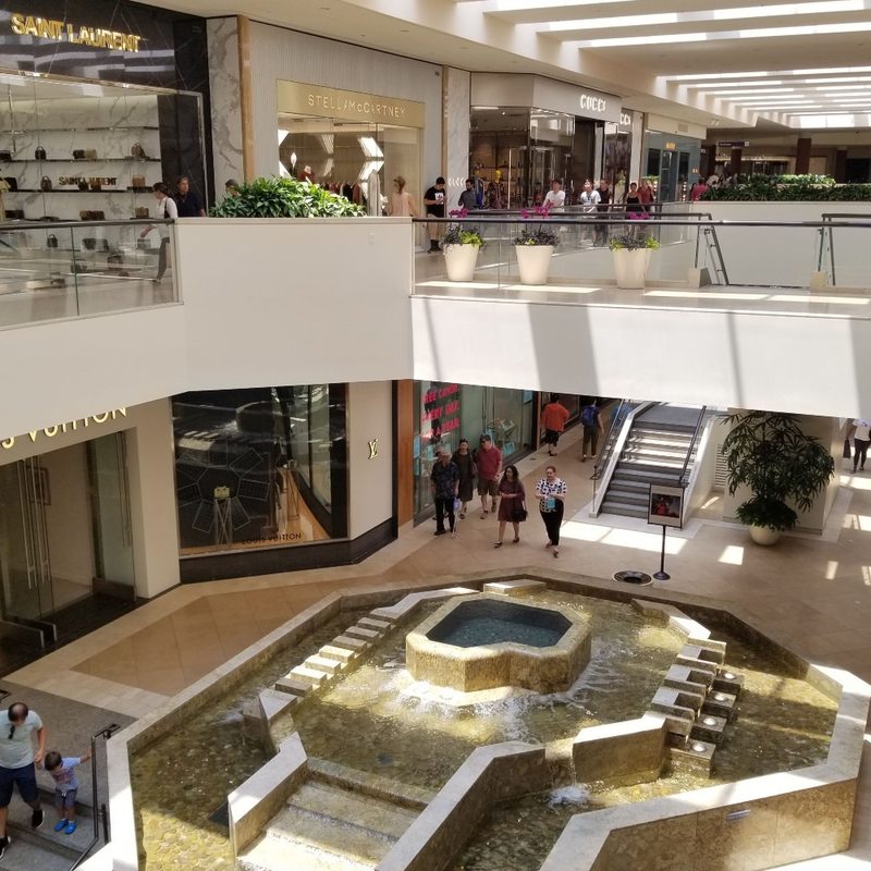 A view of the stores at South Coast Plaza in Costa Mesa, California.