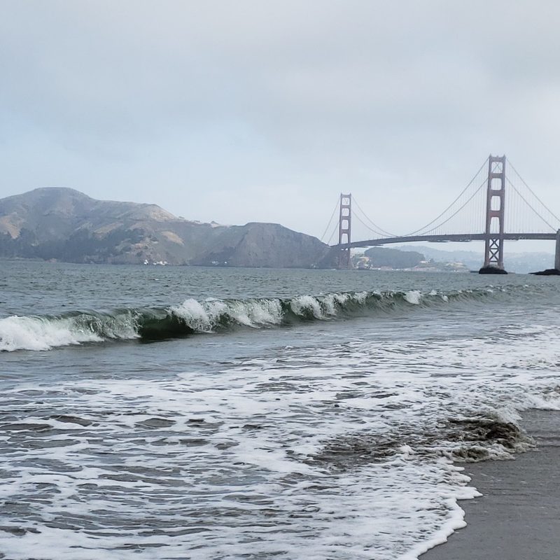 A view of the Golden Gate Bridge from Baker Beach in San Francisco, California.