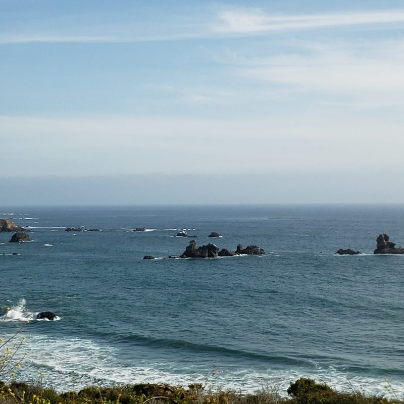 A view of the coastline at Hearst San Simeon State Park in Ragged Point, California.