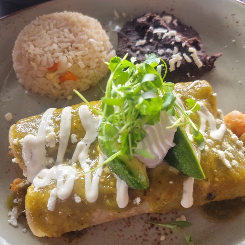 The seafood enchiladas at Carmelita's Kitchen de Mexico in Laguna Beach, California.