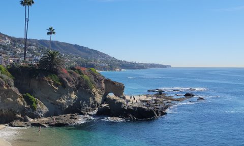 A view of the Dana Point Headlands from the bluffs above Goff Island Cove in Laguna Beach, California.