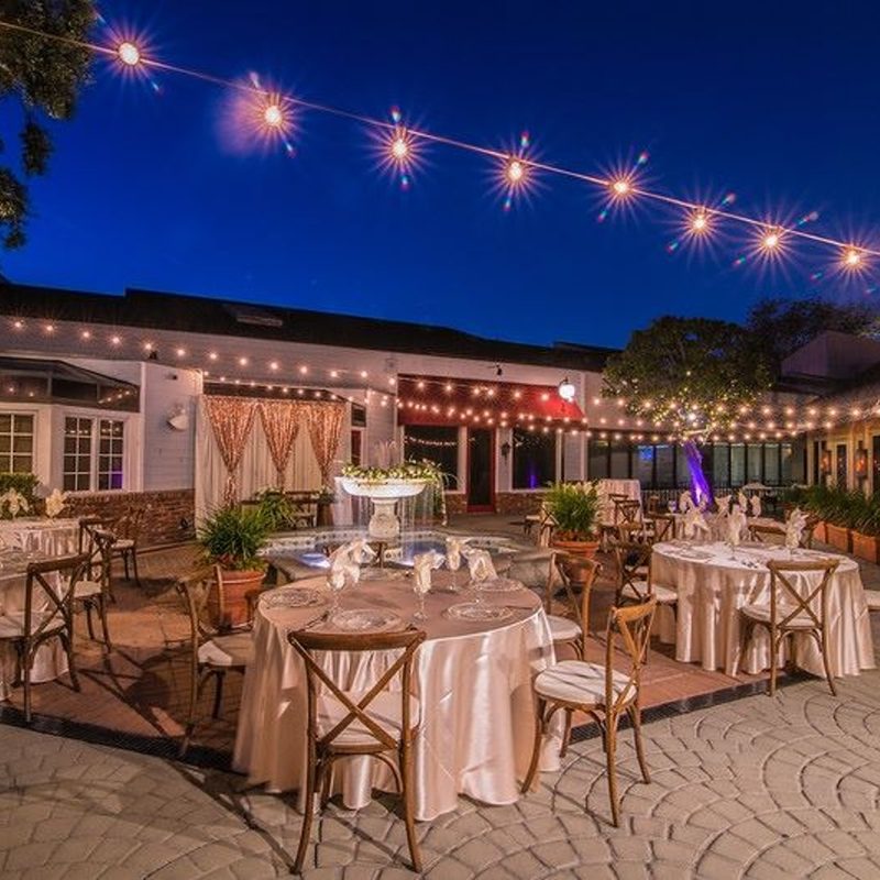 The outdoor dining area at Antonello Ristorante in Santa Ana, California.