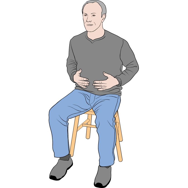 A diagram showing abdominal 'belly' breathing.