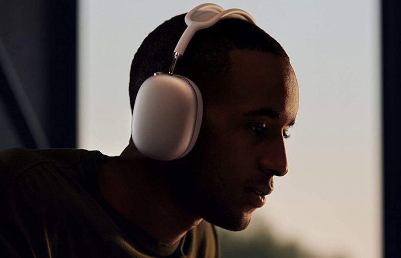 A man listening to headphones.