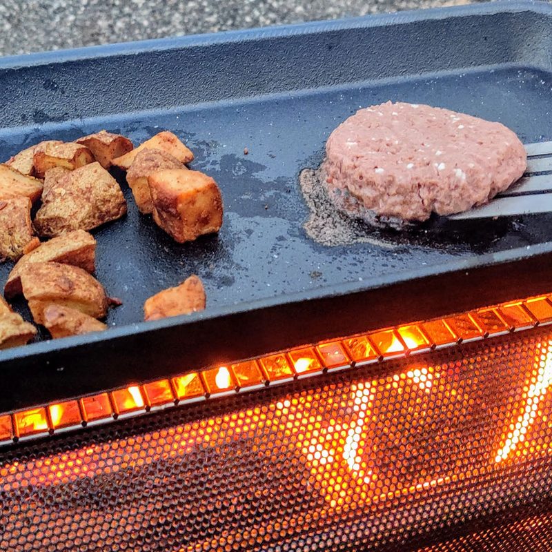 Grilling on the BioLite FirePit+ griddle.