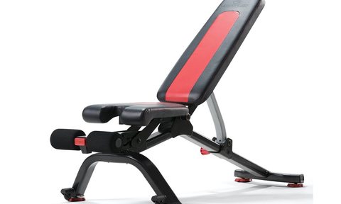 The Bowflex 5.1S Stowable Bench in one of its six positions.