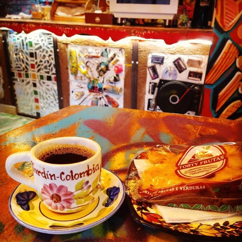 A cup of coffee at Café Aroma de Barrio in Medellín.
