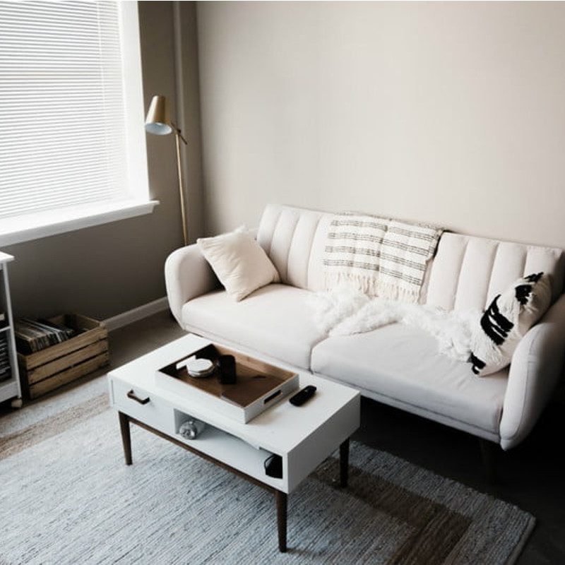 Clean and organized living room