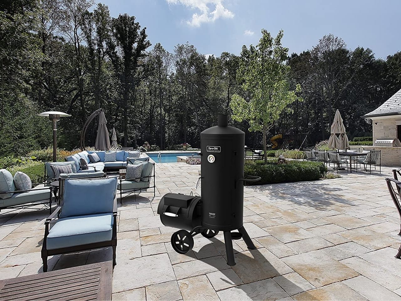 Dyna-Glo signature smoker on patio.