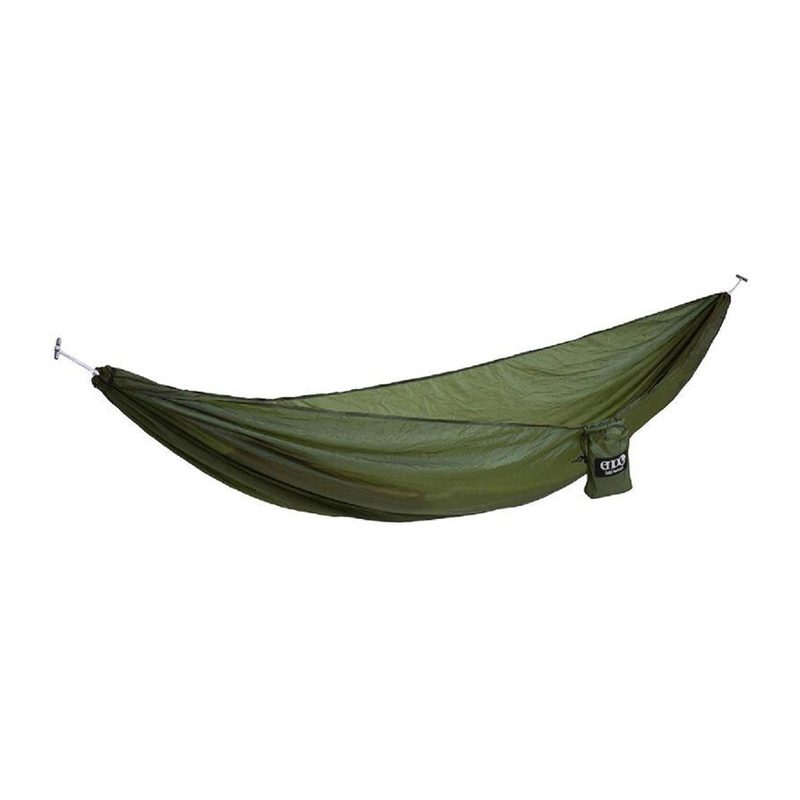 A green Eagles Nest Outfitters Sub6 Hammock on a white background.