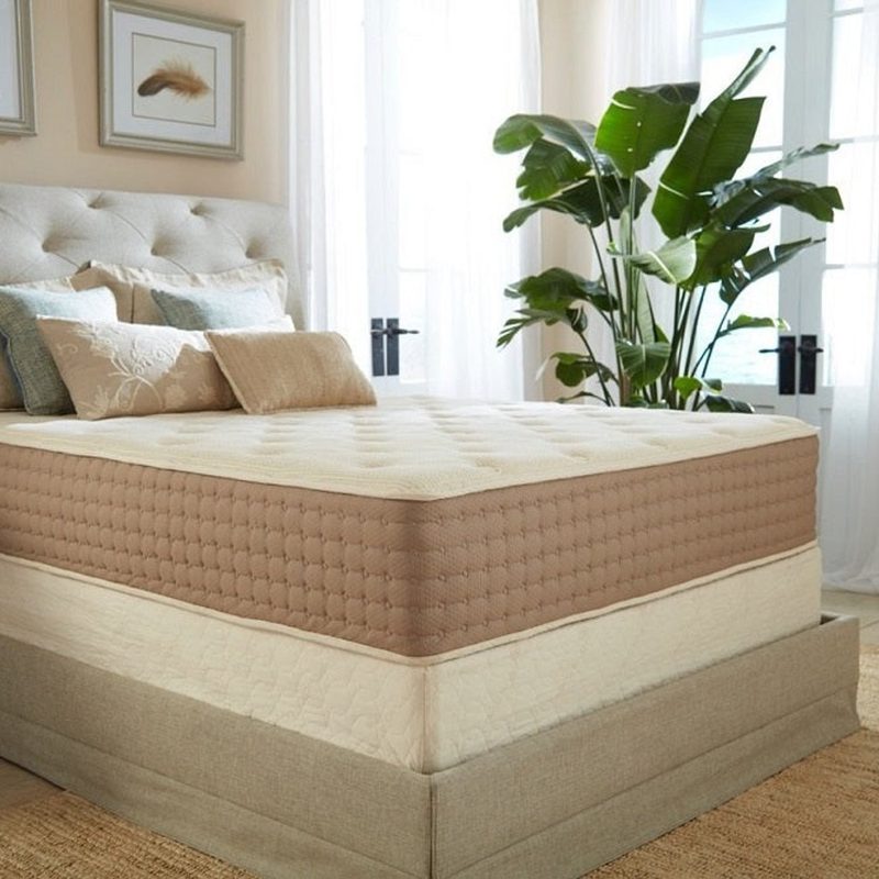 The EcoTerra Hybrid Latex mattress in a bedroom.