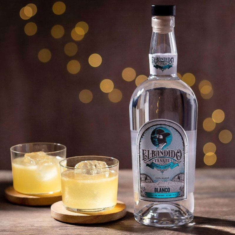 A bottle of El Bandito Yankee tequila.
