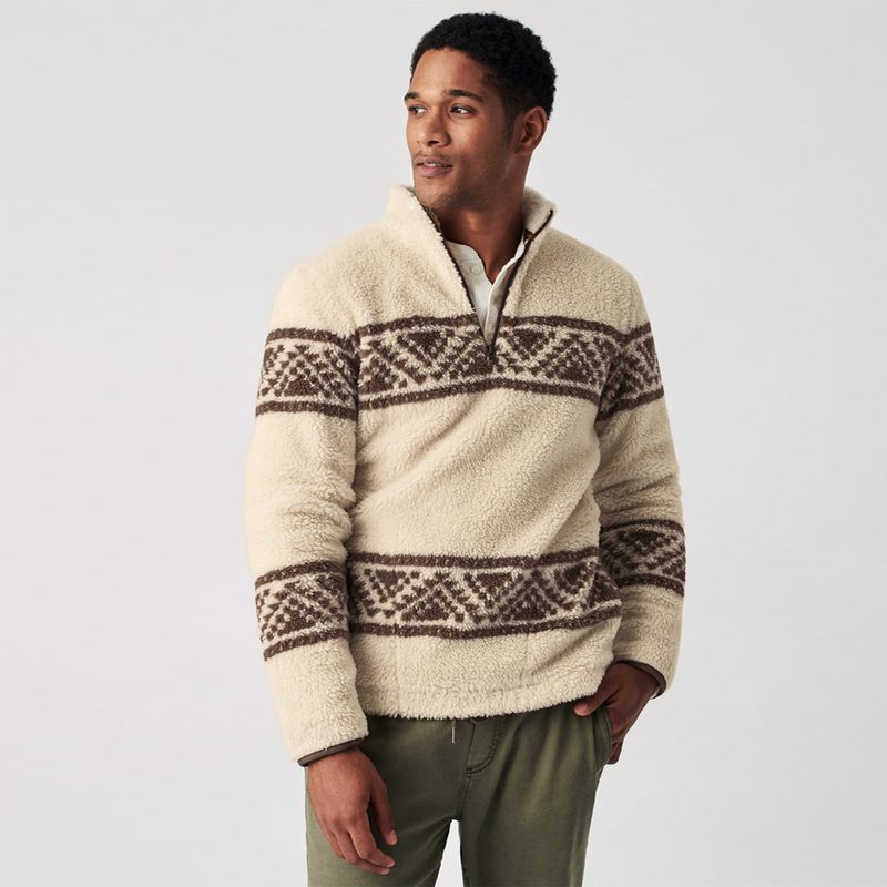 best half zip pullover sweater faherty b  yellowtail sherpa